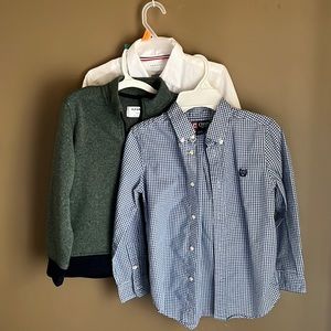Boys size 7 shirts. CHAPS and French Toast collard shirt ON half-zipped sweater